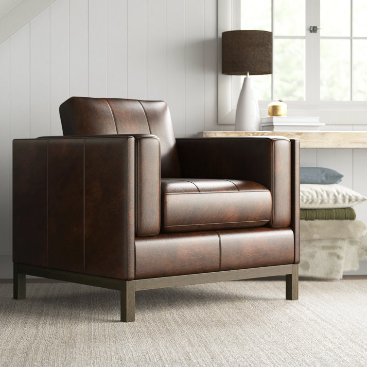 Sand & Stable Bronson 39.76'' Wide Genuine Leather Top Grain Leather